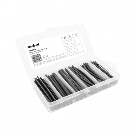 Termokahanevate torude komplekt 10 cm, mustad, 6 läbimõõtu – 170 tk