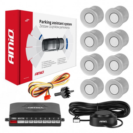 Zestaw czujników parkimise andurid buzzer 8 andurit hõbedased amio-01596
