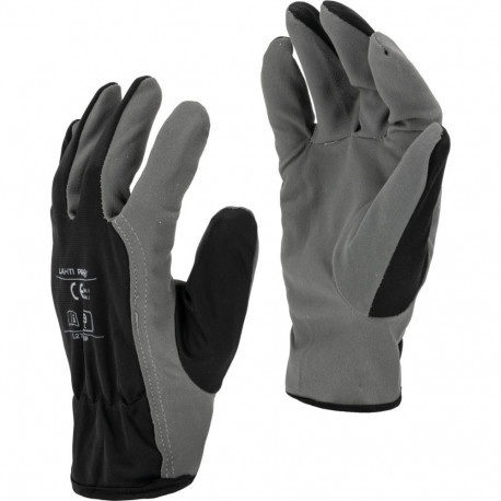 Rękawice ze skóry synt. szare l271510p, karta, "10",ce,lahti