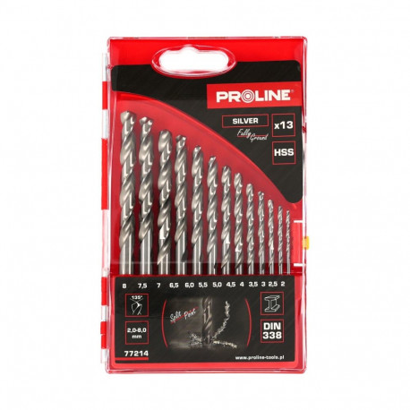proline HSS metalli puuride komplekt 13 tk (2-8 mm) DIN338 lihvitud