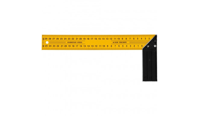 Kątownik stalowy ze skalą dwustronną 300mm żółto-czarny