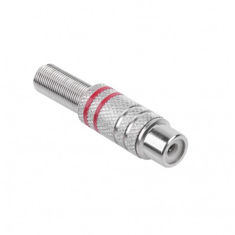 Gniazdo RCA nikiel 2 paski na kabel czerwone (50 tk.)
