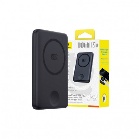 LiPo PowerBank 10000mAh 27W wireless QI + iWatch, with magnet Magsafe black EnerFill FR11 BASEUS
