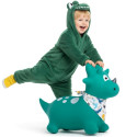 Skoczek gumowy dla dzieci DINO 59 cm zielony z bandaną do skakania z pompką