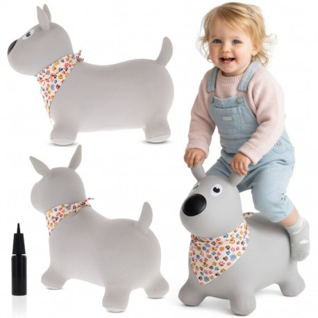 Piesio laste kummist hüppeloom 53cm bändanaga koos pumbaga, hall