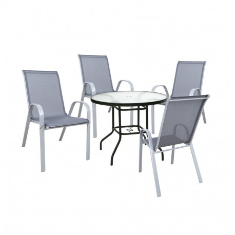 Garden furniture set DUBLIN table and 4 chairs, grey
