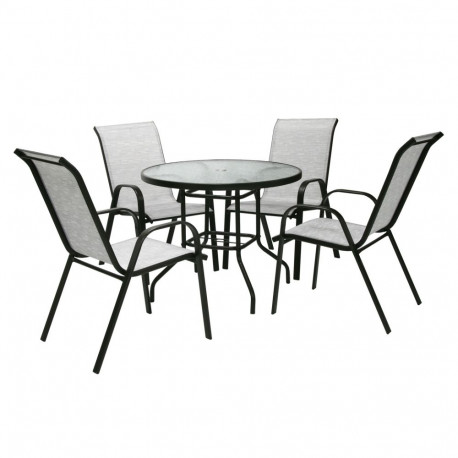 Garden furniture set DUBLIN table and 4 chairs, silver grey