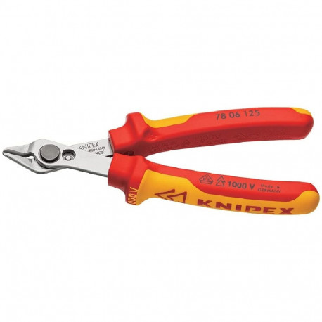 KNIPEX Electronic Super Knips 78 06 125, electronics pliers (red/yellow, with opening spring and ope
