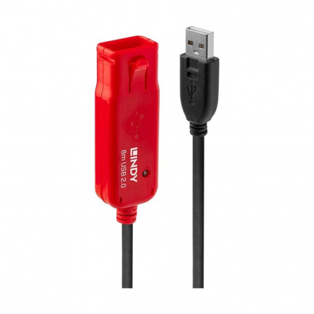 USB 2.0 aktiivne pikenduskaabel pro USB-A pistik > USB-A pesa 8m, must/punane