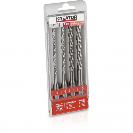 Kreator KRT012602 SDS-plus puurikomplekt betoonile, 4 tk, 5-6-8-10x160mm, plastikkarp