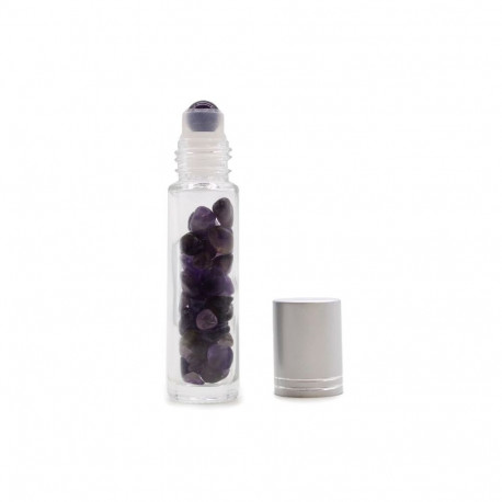Crystal Bottle - Amethyst with Silver Cap, 12 x 3 x 3 cm