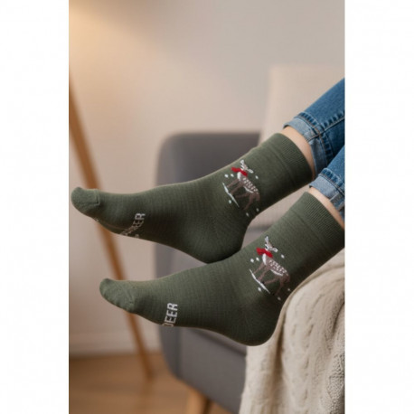 SOKISAHTEL OH DEER rohelised sõnumiga meriinovillase sokid 444, 446