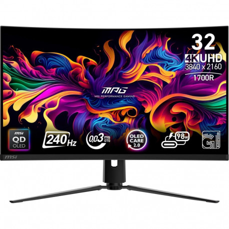 MSI Monitor||MPG 321CURX QD-OLED|31.5"|Gaming/Curved/4K|Panel QD-OLED|3840x2160|16:9|240 Hz|0.03 ms|