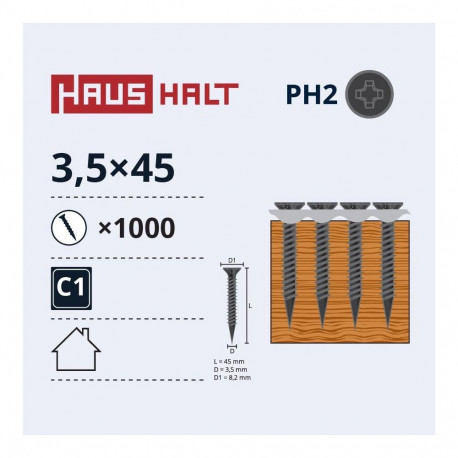 SCREWS IN BELT WOOD 3.5X45 1000PCS