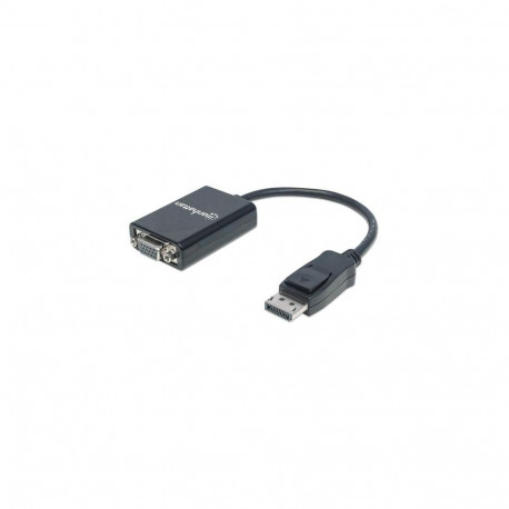 Manhattan DisplayPort to VGA HD15 Converter Cable, 15cm, Male to Female, Active, DP With Latch, Blac