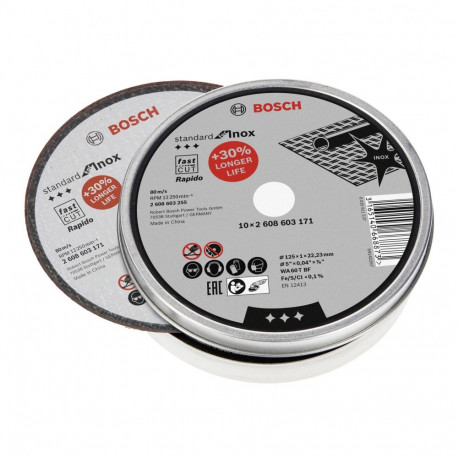 Bosch Pjovimo diskas Rapido 125x22x1mm,INOX 10vnt.
