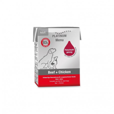 Dog Food - PLATINUM Menu Adult Beef+Chicken Wet 185g