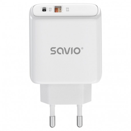 Mobile Device Charger - Savio LA-12 20W Dual USB AC Fast Charger White