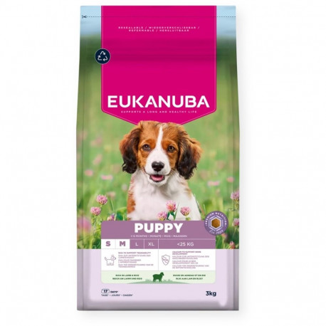 Dog Food - EUKANUBA Puppy Small/Medium Lamb & Rice 3kg 28% Protein Soy-Free