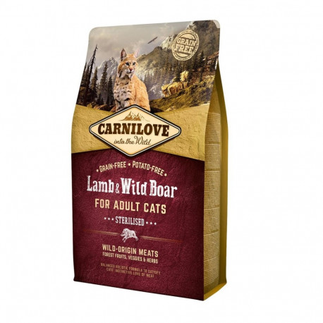 Cat Food - CARNILOVE Sterilised Lamb & Wild Boar 2kg Dry Food