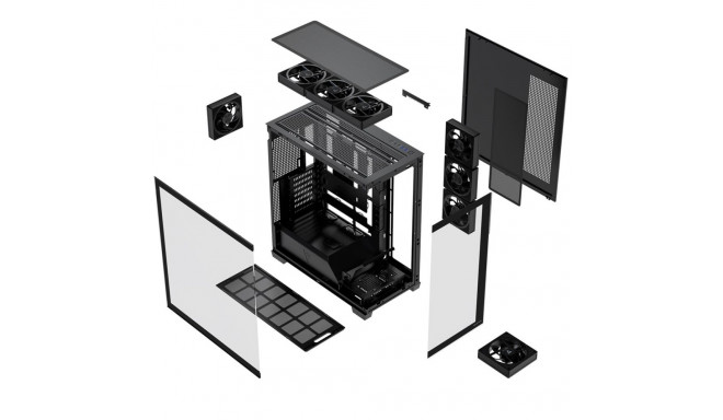 Computer Case - MODECOM VOLCANO STELLAR PLUS ARGB MIDI Tower ATX Black