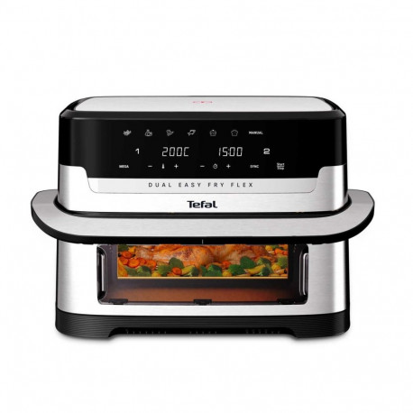 Air Fryer Tefal Dual Easy Fry Flex EY922D 9L 1.7kg Capacity Black Stainless Steel