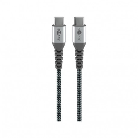 Goobay USB-C to USB-C Textile Cable with Metal Plugs (Space Grey/Silver), 1 m 1 m