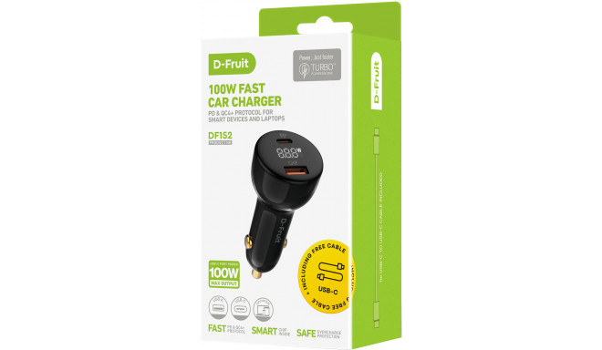 D-Fruit autolaadija 100W USB-C + kaabel DF152