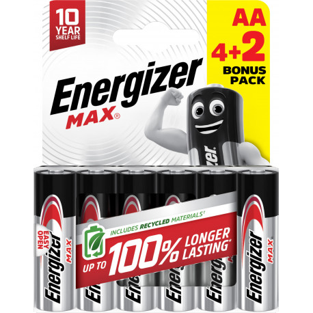 Energizer battery Max Alkaline AA CHP6 4+2