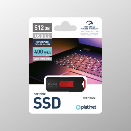 PLATINET PORTABLE SSD DRIVE USB 3.2 UP TO 400MB/s 512GB BLACK [46159]