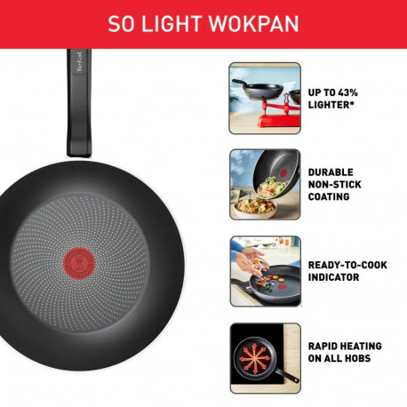 TEFAL wokpann H0561942, läbimõõt 28 cm, sobib induktsioonpliidile, fikseeritud käepide, must