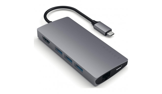 Satechi alumiinium adapter V2 USB-C (USB-C, 3x USB-A, 4K HDMI, micro/SD kaardilugeja, Ethernet) (kos