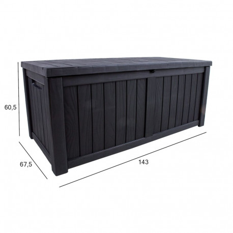 Storage box PRAIA 143x67,5x60,5cm/450L, black plastic