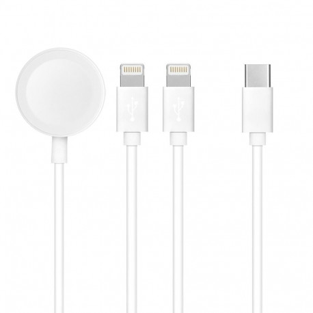Cable 3in1 Type C to 2 x Lightning / Apple Watch 3W 2A C3168 1,2 m white