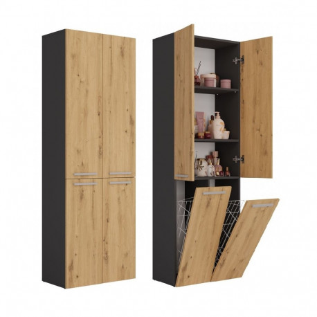 Topeshop NEL 2K DD ANT/ART KP vannitoa kapp, grafiit, tamm