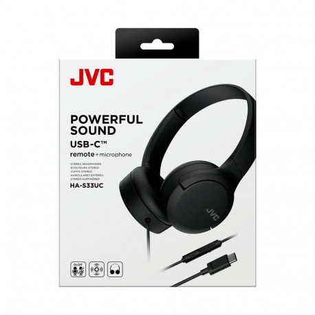 Headphones - JVC HA-S33UCBU Wired 1.2m Cable In-line Control Binaural Black