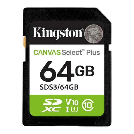Kingston 64GB SDXC Canvas Select Plus Gen3 100MB/s C10 UHS-I U1 V10