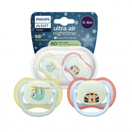 Philips Avent Ultra Air Night Baby Pacifier 0-6m 2pcs Green/Blue