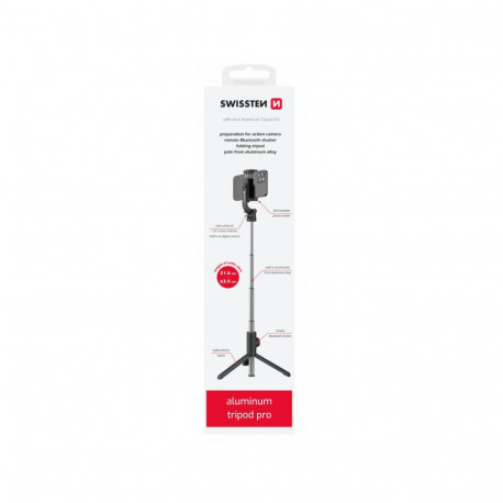 Swissten Bluetooth Selfie Stick Aluminum Tripod For Mobile Phones and GoPro With Remote Control