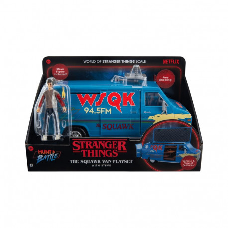 STRANGER THINGS Figure & Vehicle Pack – Steve with SQWK Van and Accessories