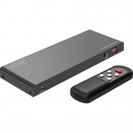 8K HDMI Switch, 4x1 (schwarz, mit Fernbedienung)