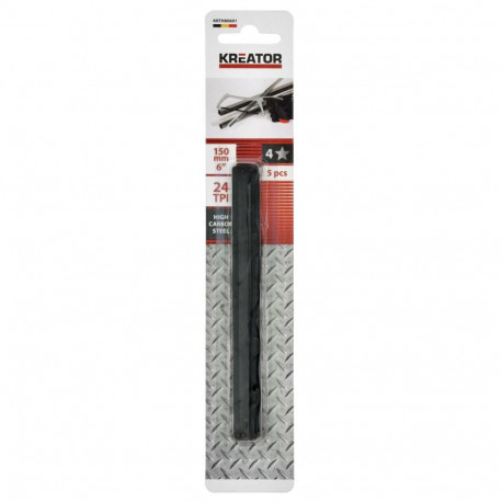Kreator metal saw blade KRTH80601, 150mm, 24 TPI, carbon steel, 5 pcs, 6mm width, 0.40mm kerf