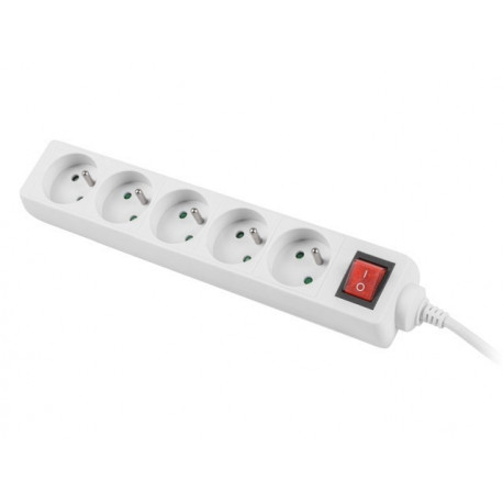 Power strip 3m, white, 5 sockets, with switch, cable made of solid copper