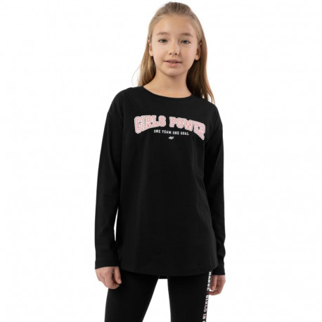 Koszulka dla dziewczynki 4F głęboka czerń HJZ22 JTSDL002 20S 164cm