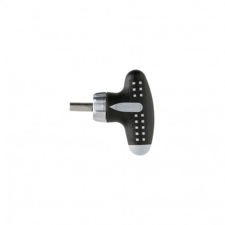 Stubby ratcheting 1/4” bit holder screwdriver with T-handle 95mm