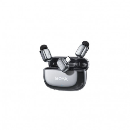 BOYA Microphone Wireless Mini 2-02 2.4GHz, AI Powered Noise Cancellation with 2 transmitters and 1 r