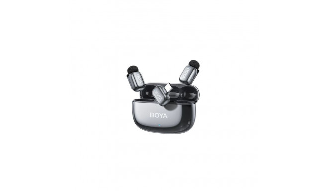 BOYA Microphone Wireless Mini 2-02 2.4GHz, AI Powered Noise Cancellation with 2 transmitters and 1 r