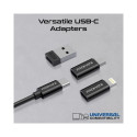 Promate Perk Compact 4-in-1 Cable and Adapter Set USB-C / micro / Lightning/ 0.3m