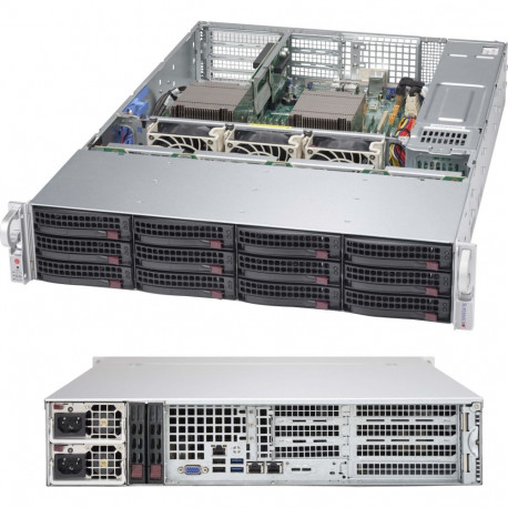 "Supermicro 2U 12x3.5"" hot-swap drive 2x1200W ohne OS"