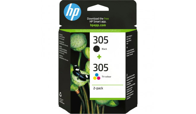 HP 2-pakk 305, kolmevärviline/must